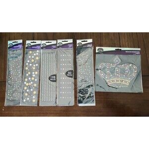 Next Style Iron-On Rhinestones & Studs 6 Pieces See Photos Crown Jewels Borders